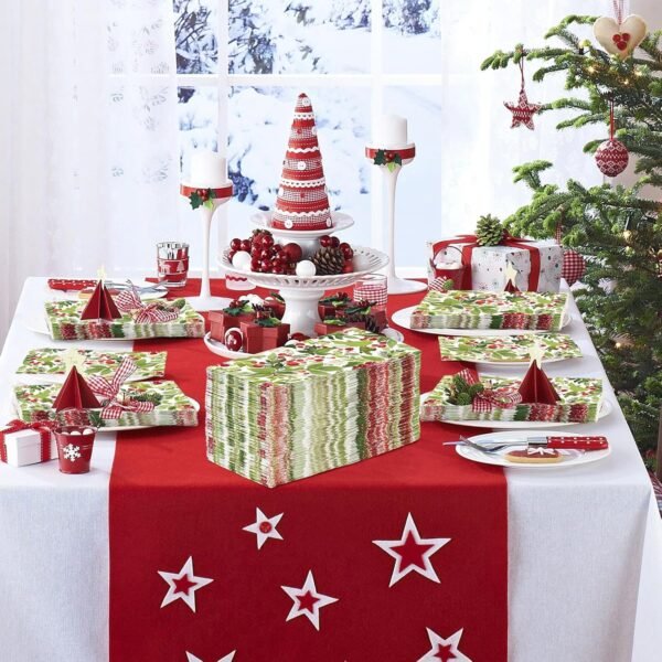 100Pcs Christmas Napkins Disposable Watercolor Holly Berry Greenery Christmas Paper Napkins 3 Ply Christmas Paper Guest Napkins for Bathroom Home Kitchen Holiday Xmas Home Party Decorations - Image 5