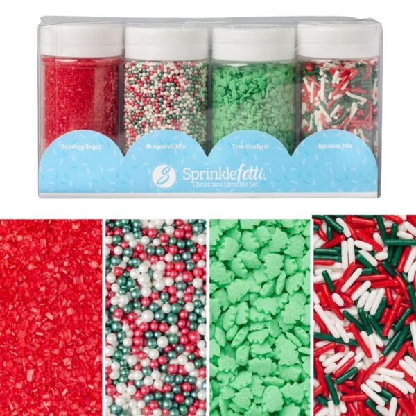 Sweets Indeed, Christmas Sprinkles, 4 Pack, Holiday Edible Sprinkle Mix, Perfect for Cake Decorations, Baking, Ice Cream, Cookies, Cupcake Topper (Christmas) - Image 2