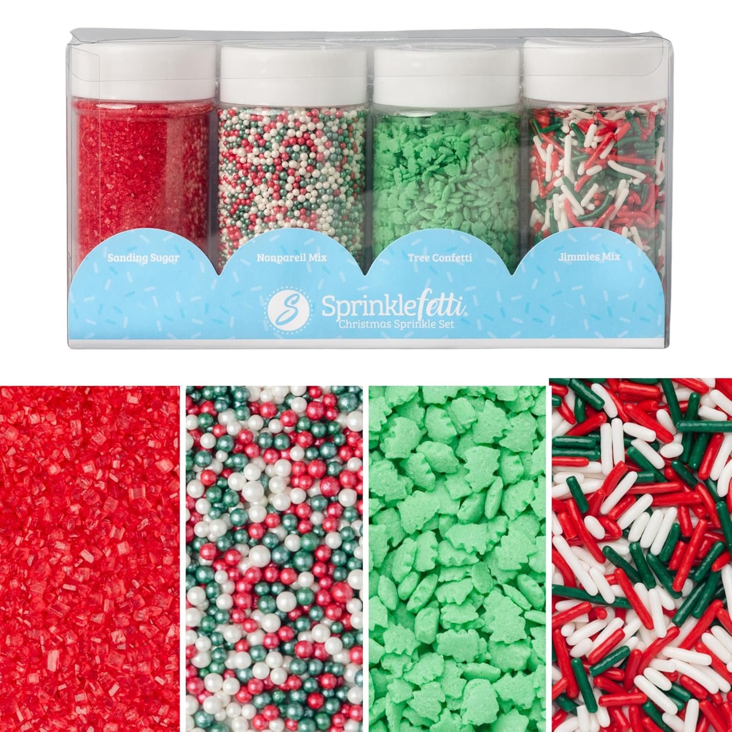 Sweets Indeed, Christmas Sprinkles, 4 Pack, Holiday Edible Sprinkle Mix, Perfect for Cake Decorations, Baking, Ice Cream, Cookies, Cupcake Topper (Christmas) - Image 2