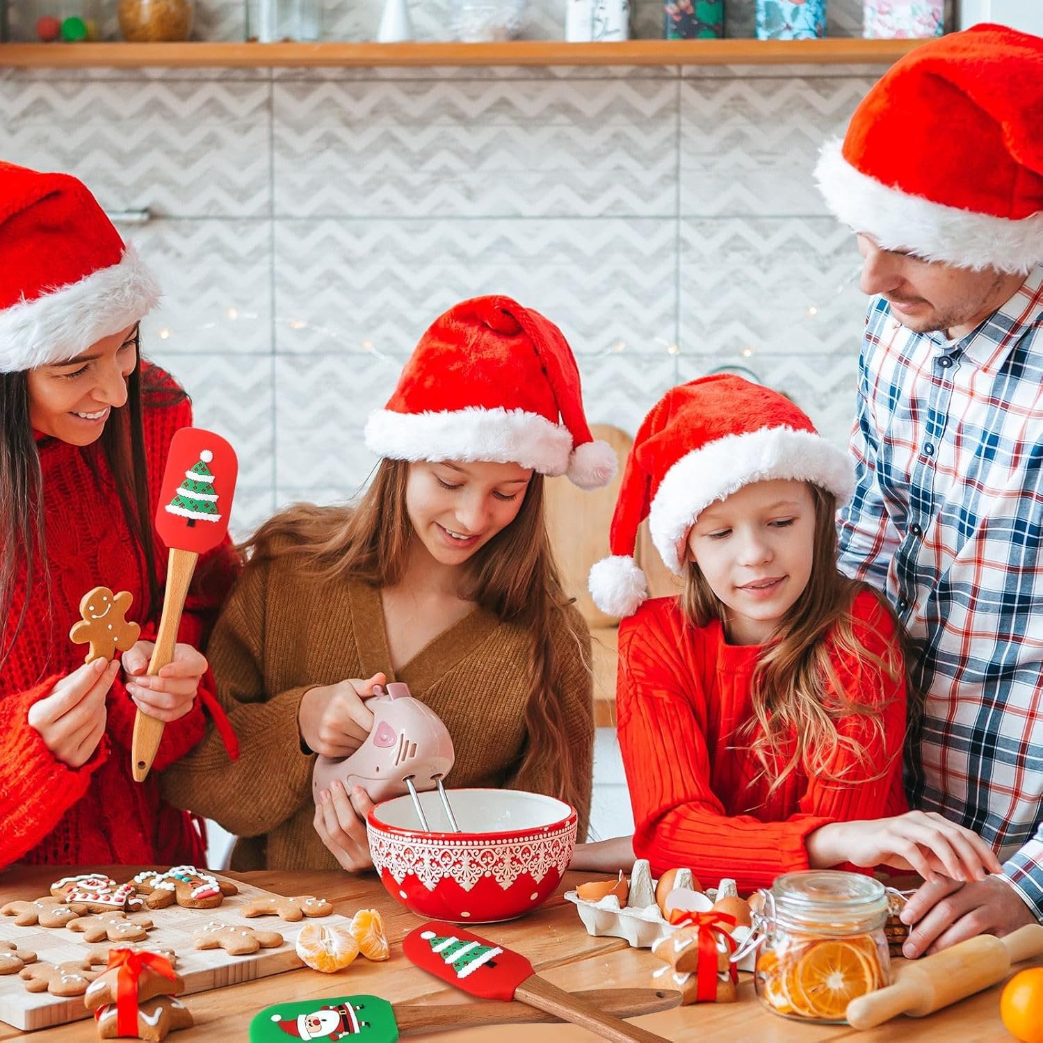 Lasnten 24 Pcs Christmas Silicone Spatula 11.02 Inch Christmas Spatula Set Christmas Kitchen Utensils with Wooden Handle Christmas Cake Decorating Spatula for Cooking Baking Stir Butter Cream - Image 4
