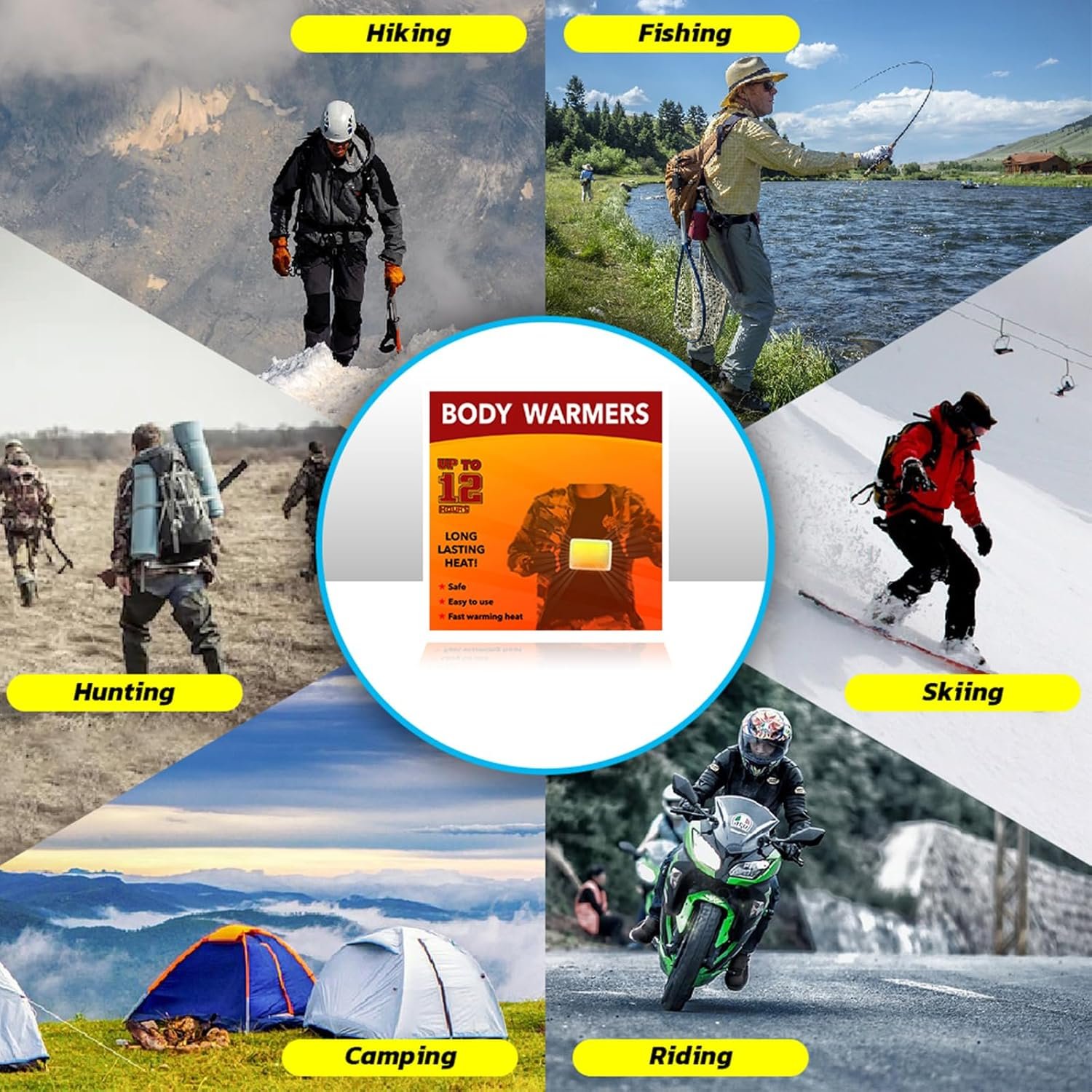 MR.ICE 7/14/20/40 Packs Body Warmers Large Pads for Women Men Kids, with Adhesive Backing Gives 12 Hours Warm (5.1" x 3.7"), Big Heat Sticker for Camping Hiking - Image 6