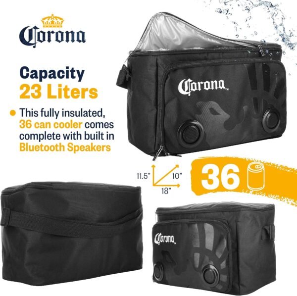 Corona Insulated Cooler with Speakers Modern Floating Cooler with Speakers Super Portable Travel Cooler Durable Speaker Cooler with Bluetooth for Parties, Festivals, Boats, and Beaches, Holds 36 cans - Image 4