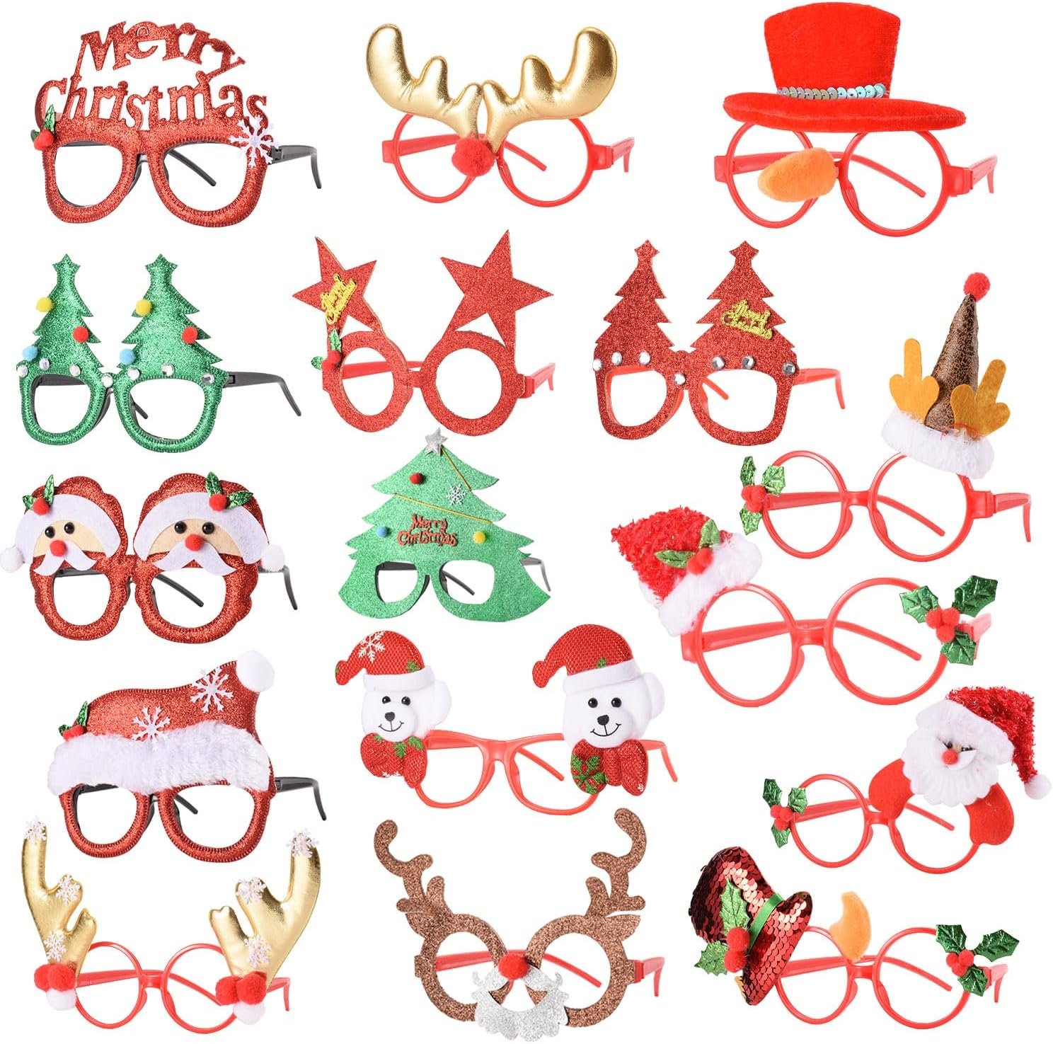 16 PCS Christmas Holiday Glasses for Kids & Adults ,Cute Christmas Glasses Frames,Fun Christmas Party Favors Festive Decorations & Trinkets , Perfect for Goodie Bag Stuffers ,best Photos booth - Image 2