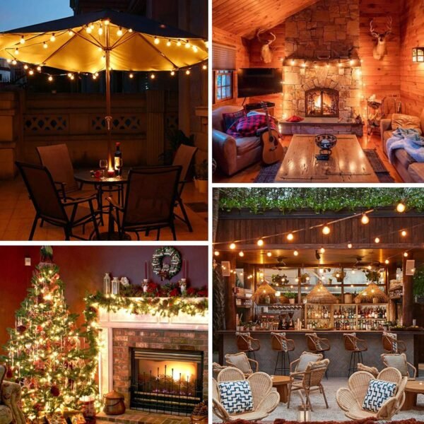 100ft 2-Pack Outdoor G40 LED Globe String Lights Dimmable Waterproof Shatterproof Light Strings with 52 Bulbs Connectable Commercial Hanging Lights for Christmas Patio House Backyard Balcony Party - Image 8