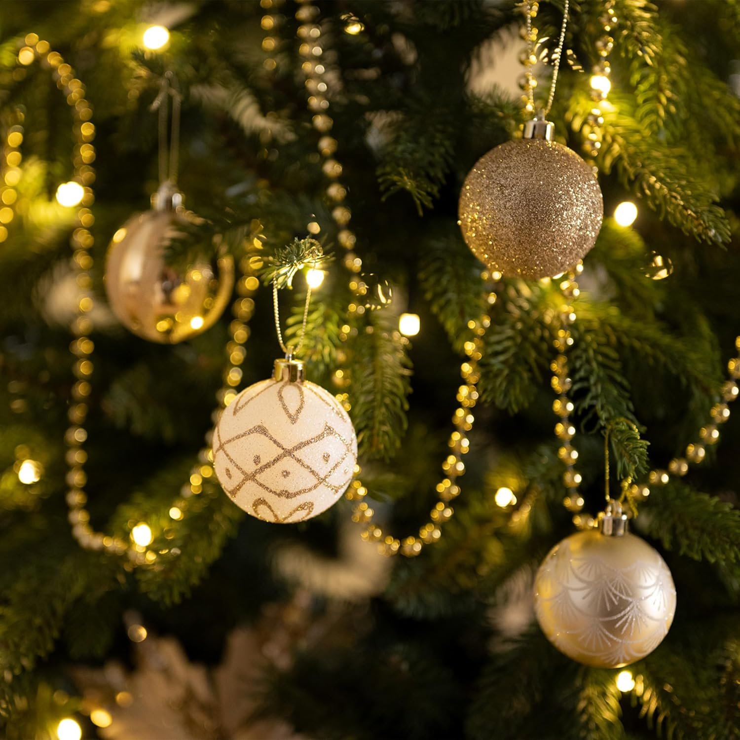 Valery Madelyn Christmas Ornaments Set, 30ct White and Gold Shatterproof Christmas Tree Decorations Ball Ornaments Bulk, 2.36 Inches Elegant Hanging Ornaments for Xmas Trees Holiday Decor - Image 7