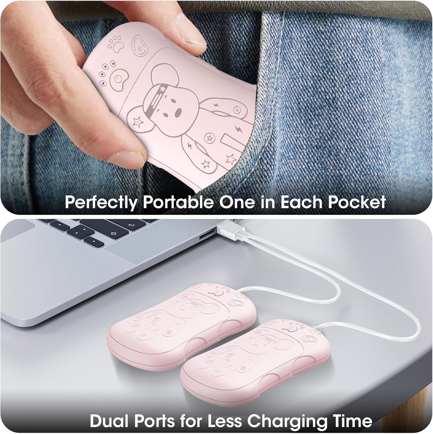 Rechargeable Hand Warmers 2 Pack, WXX 2 in 1 Electric Hand Warmer, 6000mAh Portable Pocket Warmers Dual-Sided Safe Heating, Electronic Winter Gifts for Men Women Kids, Golf, Outdoors, Fishing - Image 7