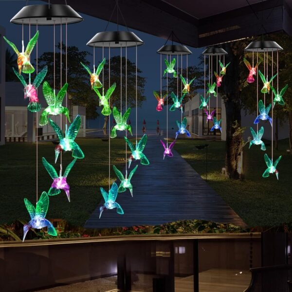 Green Hummingbird Solar Wind Chimes Color Changing Lights Outdoor, Best Gifts for Mom Grandma Women Wife Aunt Daughter Sister, Unique Mobile Wind Chime, Gardening Yard Decorations - Image 8