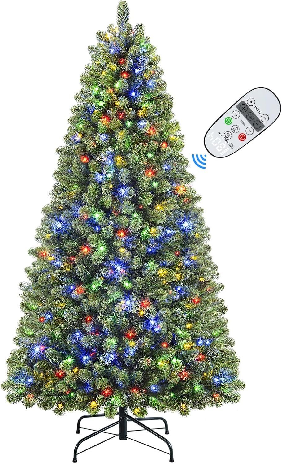 SHareconn 6ft Prelit Premium Artificial Hinged Christmas Tree with Remote Control,Timer, and 330 Warm White & Color LED Changing Lights, 952 Branch Tips, Perfect Choice for Xmas Decoration, 6 FT - Image 2