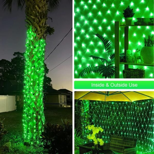 JMEXSUSS Green Christmas Net Lights 360 LED 12ft x 5ft Bush Lights Outdoor Plug in 8 Modes with Remote Connectable Mesh Lights for Christmas Halloween Decorations（Transparent Wire） - Image 9