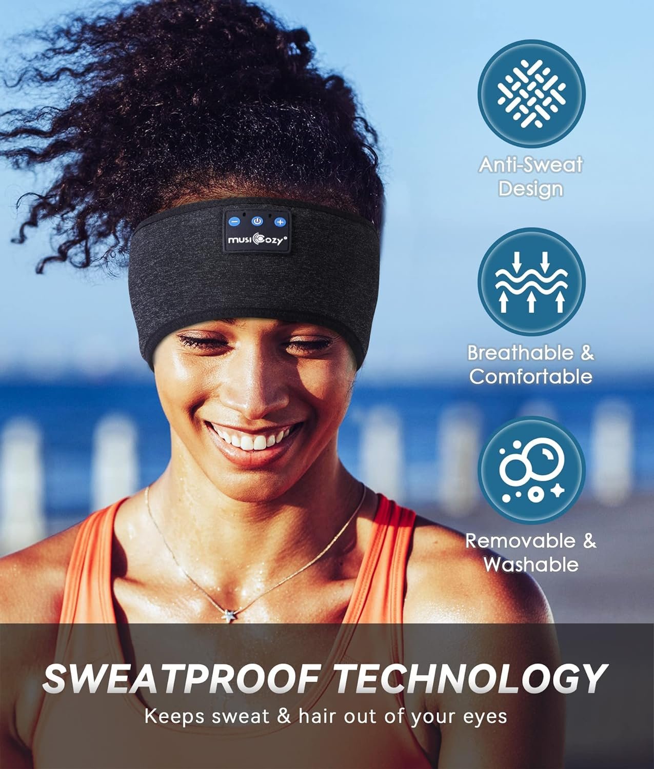 MUSICOZY Bluetooth 5.2 Sleep Headphones, Wireless Headband Headphones with HD Stereo Speakers, Sports Earphones for Sleeping, Running, Yoga, Ideal Gifts for Men, Women, Teens - Image 7
