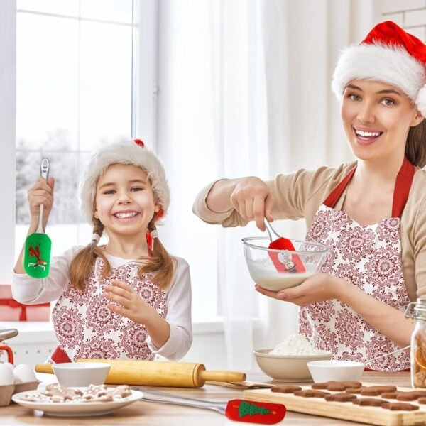Layhit 12 Pcs Christmas Silicone Spatula Xmas Decorating Pattern Spatula with Plastic Handle Christmas Kitchen Utensils Holiday Cute Pan Scraper for Cake Cooking Baking Cookie Mixing Stir Butter Cream - Image 3