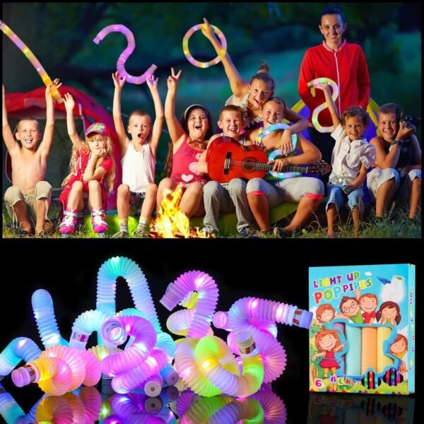 24 Pcs Light up Party Favors for Kids 4-8-12, Glow Sticks Pop Tubes Pack, Light up Toys Glow Party Supplies, Christmas Party Favors Birthday Gifts for Kids Classroom Treasure Box Prizes - Image 6