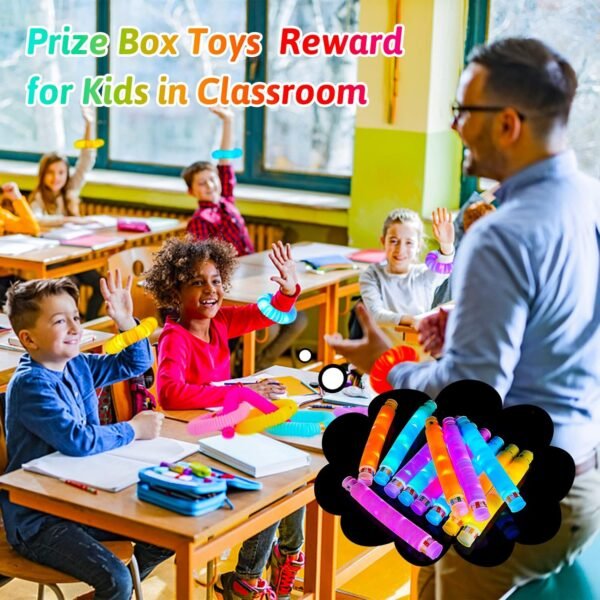 24 Pcs Light up Party Favors for Kids 4-8-12, Glow Sticks Pop Tubes Pack, Light up Toys Glow Party Supplies, Christmas Party Favors Birthday Gifts for Kids Classroom Treasure Box Prizes - Image 7