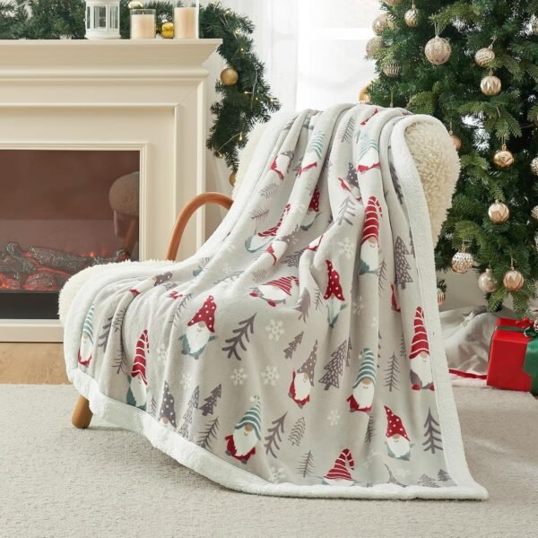 Cozy Bliss Gnome Throw Blanket Christmas Sherpa Blanket Warm Reversible Plush Throw Blanket, Ultra Soft Cozy Throw Blanket for Couch, Sofa and Bed (Xmas Gnome, 50"x60") - Image 9