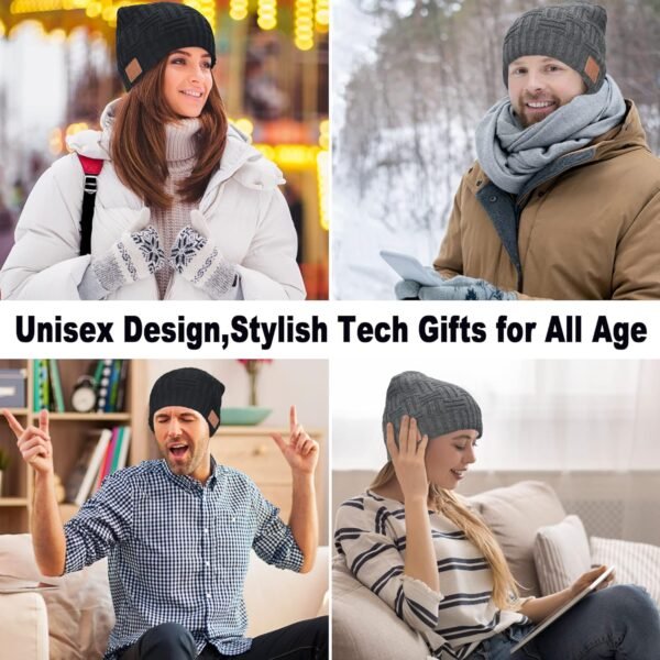 Bluetooth Beanie,Wireless Headphones Hat Unique Christmas Tech Gifts for Men Women Him Adults Teen Girls Boys Men's Visors - Image 8