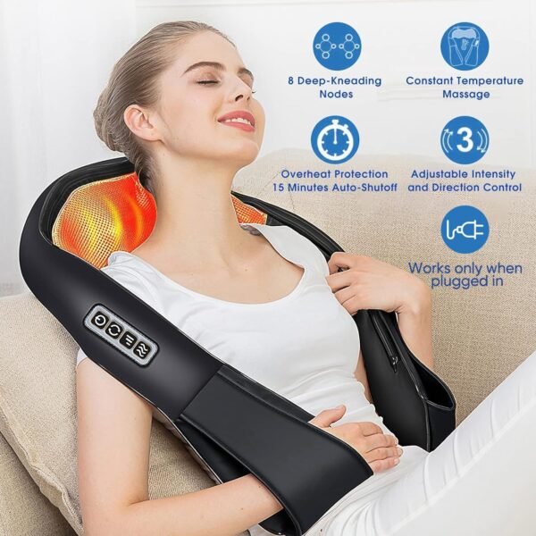 AERLANG Shiatsu Back and Neck Massager, Back Massager Deep Tissue Kneading Massager Neck and Shoulder Massager with Heat, Electric 4D Massage Pillow Fathers Day Dad Gifts from Daughter(NOT Cordless) - Image 5