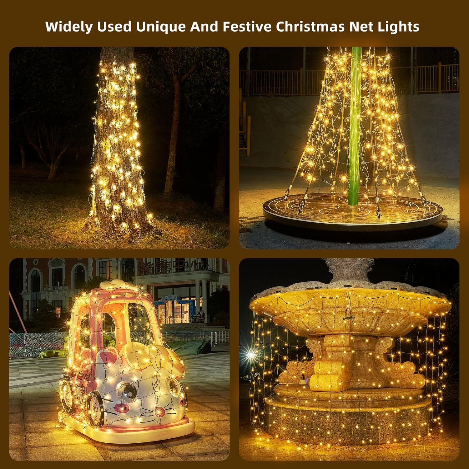 Led Net Lights Christmas Lights Outdoor Christmas Net Lighting with 121Led Mini Globe Lights 5ftx5ft, Outdoor Indoor Fairy Mesh Net Lights for Christmas Trees, Bushes, Shrubs Decorations(WarmWhite) - Image 8