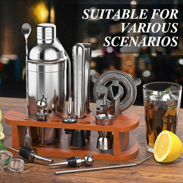 Cocktail Shaker Set with Stand - 25pcs Mixology Bartender Kit 25oz Professional Bar Tools Set Bar Accessories for Drink Mixing, Bartender Gifts for Home Bar, Parties - Image 5