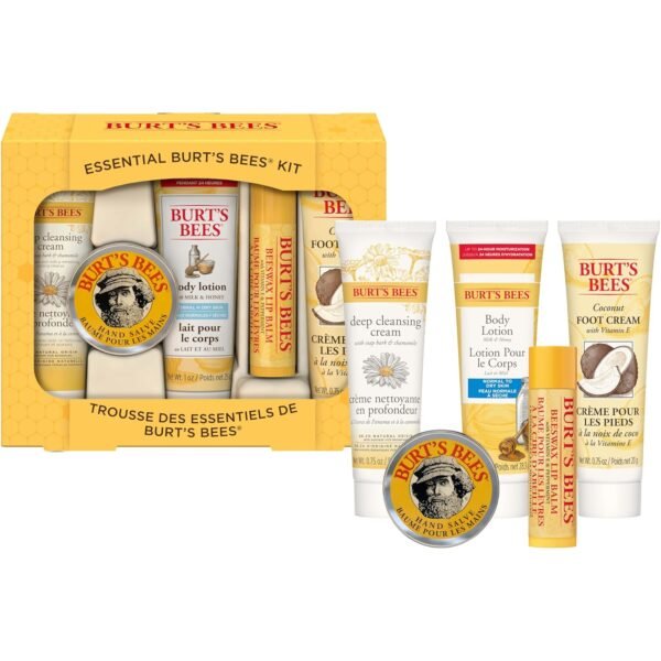 Burt's Bees Christmas Gifts, 5 Stocking Stuffers Products, Everyday Essentials Set - Original Beeswax Lip Balm, Deep Cleansing Cream, Hand Salve, Body Lotion & Coconut Foot Cream, Travel Size - Image 21