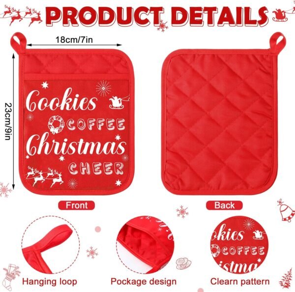 Yaomiao 12 Pcs Christmas Pot Holders with Silicone Spatula Set Silicone Spatula Set with Wooden Handles Pot Holders for Kitchen Christmas Kitchen Utensils Christmas Baking Gifts for Xmas (Cute) - Image 5