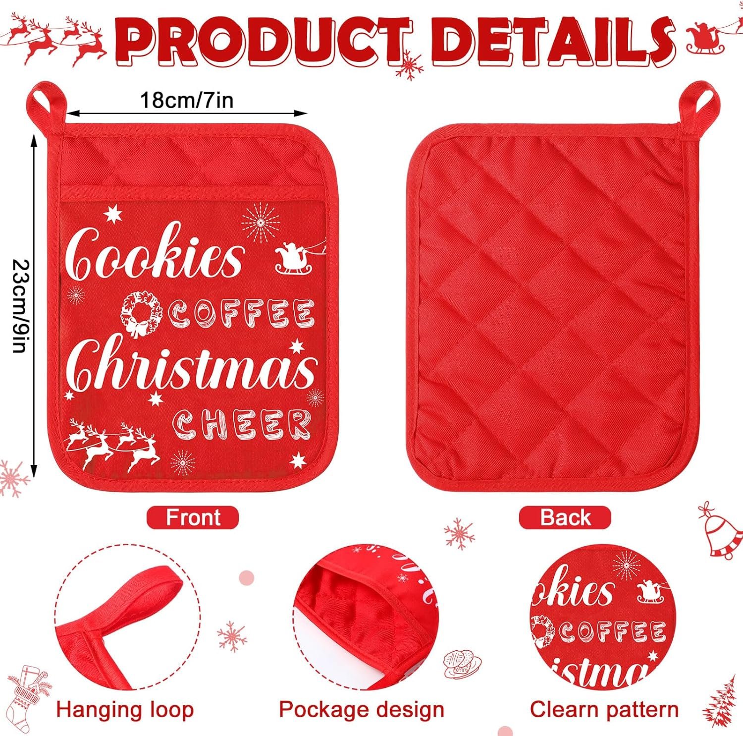 Yaomiao 12 Pcs Christmas Pot Holders with Silicone Spatula Set Silicone Spatula Set with Wooden Handles Pot Holders for Kitchen Christmas Kitchen Utensils Christmas Baking Gifts for Xmas (Cute) - Image 5