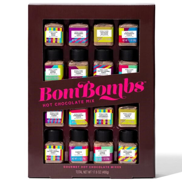 BomBombs, Hot Chocolate Mix Gift Set in Mini Bottles, Flavors Include Rocky Road, Pumpkin Pie, Chocolate Cherry, Peppermint Swirl, Salted Caramel Donut & More, Sampler Set of 16 - Image 7