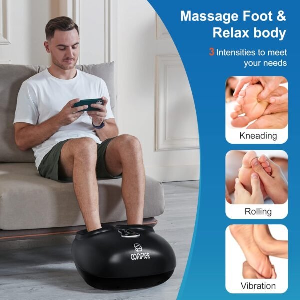 COMFIER Shiatsu Foot Massager with Heat, Vibration,Rolling Compression Feet Massager Machine,Gifts for Her,Him Fits Size up to 13“ Multiple Modes - Image 5