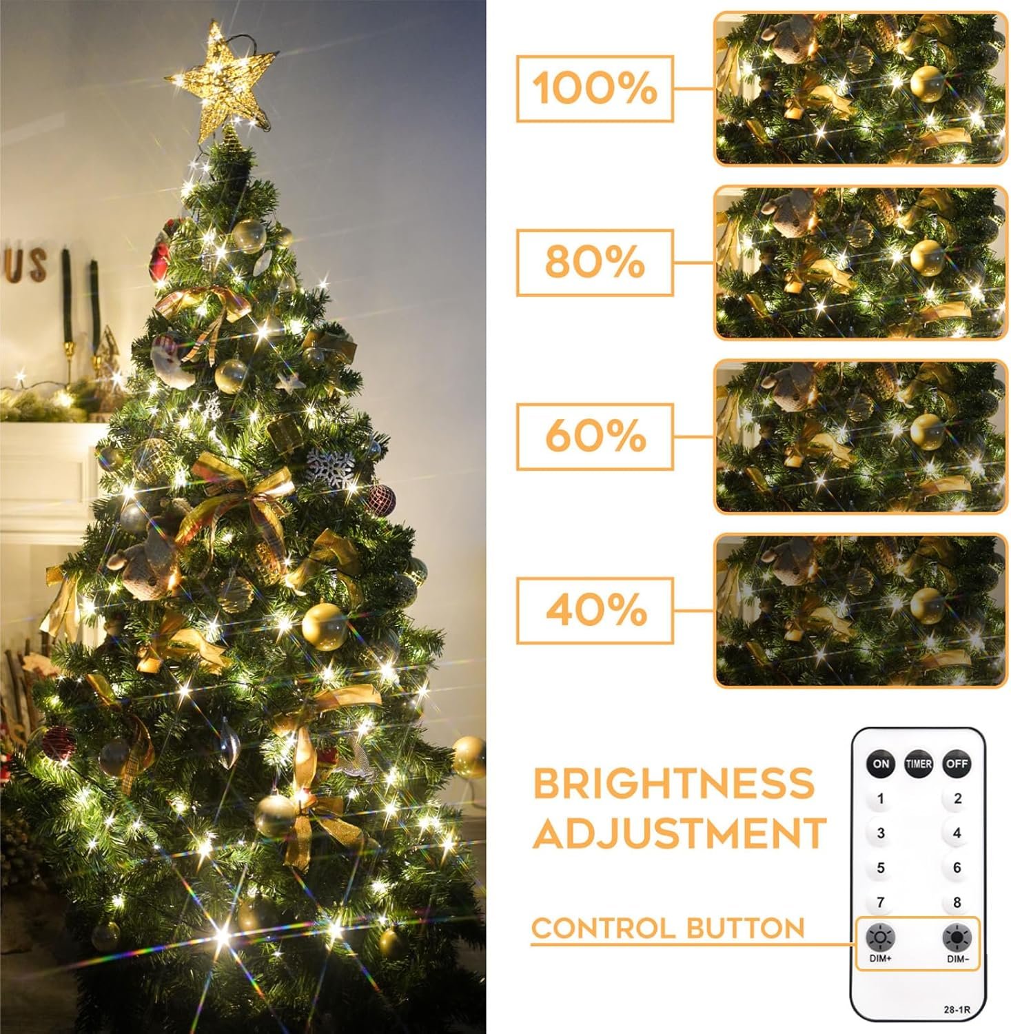 suddus Christmas Tree Lights Indoor, 66ft 200led Connectable Christmas String Lights Outdoor with 8 Modes, Twinkle Lights for Christmas Tree, Backyard, Patio, Porch, House Decoration, Warm White - Image 5