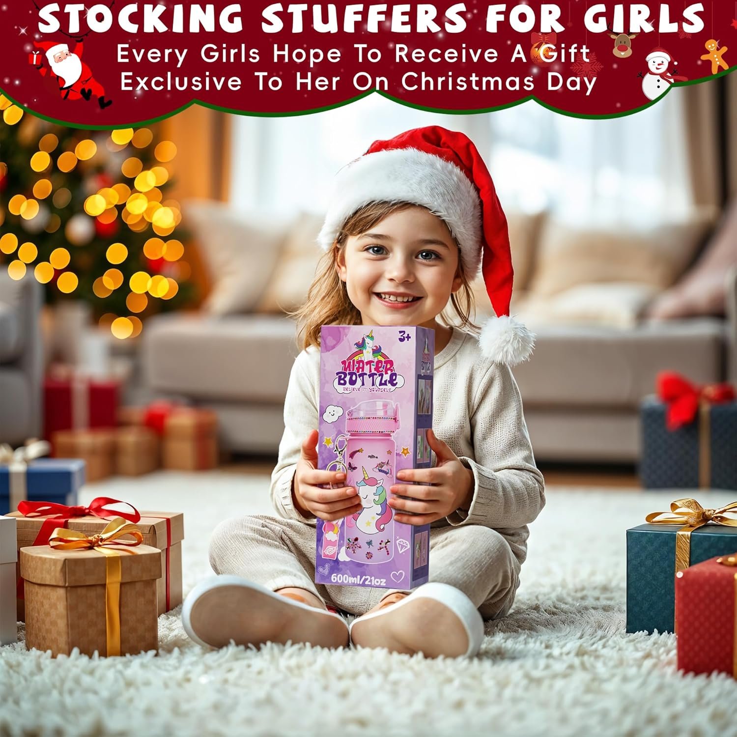 CUISH Decorate Your Own Water Bottle for Girls Age 4-6-8-10, Girls Toys Age 6-8-13, Personalized Gifts Stocking Stuffers for Kids Girls, Unicorn DIY Art Crafts Birthday Gifts Christmas Toys for Girls - Image 6