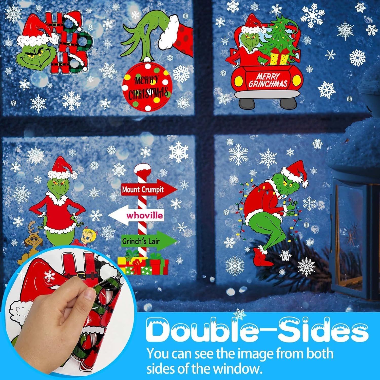 Christmas Window Clings Decorations Double Sided Christmas Window Stickers for Glass Window Christmas Decorations Indoor Home Decor Snowflake Window Decal for Home School Office Decorations - Image 6