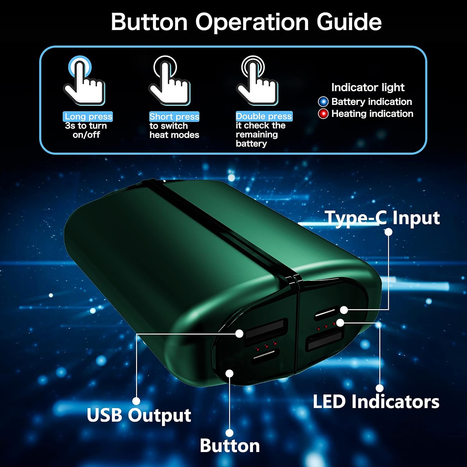 Hand Warmers Rechargeable 2 Pack,10000mAh Split-Magnetic Electric AI Handwarmer Power Bank,3 Levels, Camping,Hunting in Winter - Image 7
