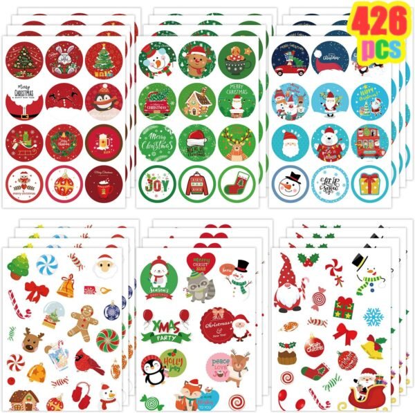 IMISHM 426pcs Christmas Stickers for Kids Christmas Ornament Stickers Christmas Stickers Bulk Holiday Stickers Christmas Stickers for envelopes Crafts Cards - Image 2
