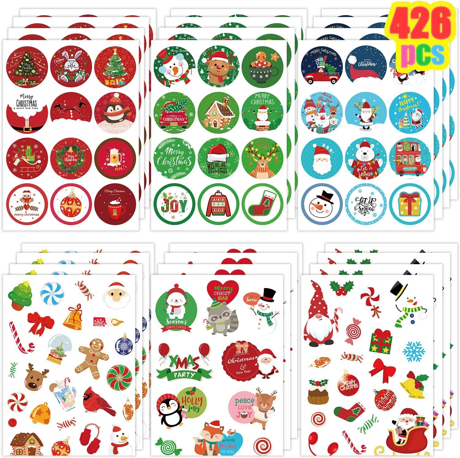 IMISHM 426pcs Christmas Stickers for Kids Christmas Ornament Stickers Christmas Stickers Bulk Holiday Stickers Christmas Stickers for envelopes Crafts Cards - Image 2