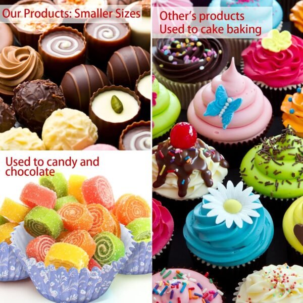 Gerrii 600 Pcs Christmas Candy Cups Paper Candy Making Supplies Santa Claus Snowman Baking Supplies Snowflake Elk Mini Cupcake Liner Xmas Mini Baking Cups Holiday Candy Paper Wrappers 6 Style(Fresh) - Image 8