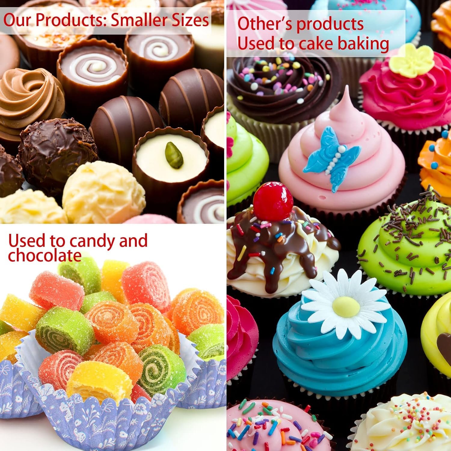 Gerrii 600 Pcs Christmas Candy Cups Paper Candy Making Supplies Santa Claus Snowman Baking Supplies Snowflake Elk Mini Cupcake Liner Xmas Mini Baking Cups Holiday Candy Paper Wrappers 6 Style(Fresh) - Image 8