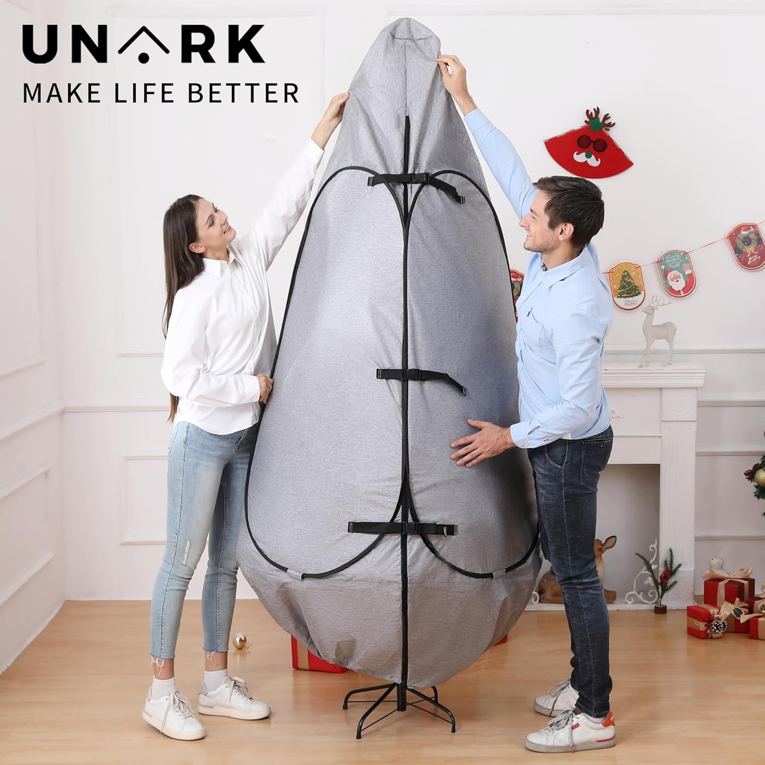 Upright Christmas Tree Storage Bag 7.5 Ft, Artificial Christmas Tree Storage Bag, Christmas Tree Cover for Upright Storage Fit 6 Ft / 6.5 Ft / 7 Ft / 7.5 Christmas Tree Storage Bag 6.5ft - Image 4
