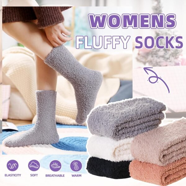 Women Fuzzy Slipper Socks Winter Microfiber Soft Cozy Plush Fluffy Socks Warm Comfy Thermal Home Sleeping Socks - Image 3