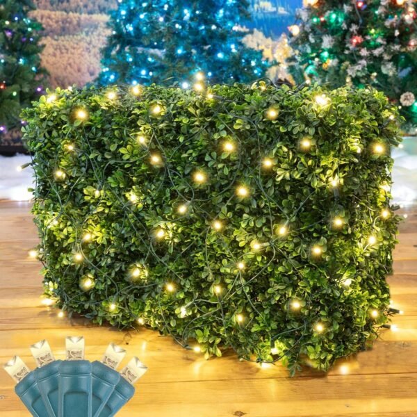 Novelty Lights 4x6 Net Lights (Set Of 100) Warm White LED Net Lights For Bushes Commercial Grade Construction, Single Fused Non-Removeable LED Bulb, Net Lights For Bushes Green Wire (Warm White) - Image 2