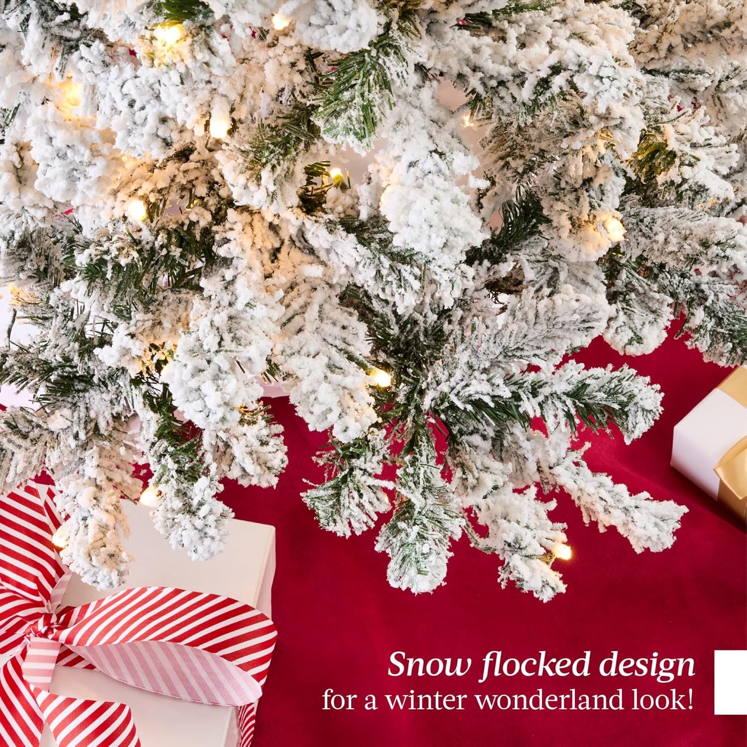 Best Choice Products Flocked Pencil Christmas Tree, Pre-Lit Slim Artificial Holiday Decoration, 6ft Lighted Skinny w/Base, Warm White Lights - Image 6