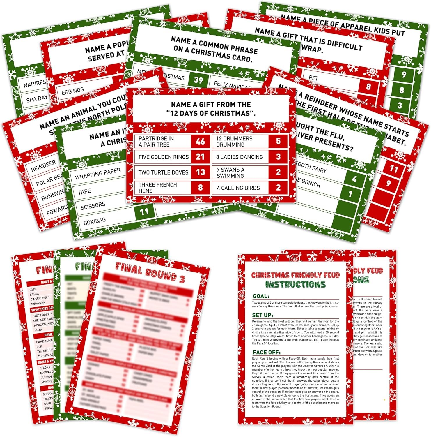 OICPYD Christmas Games for Families, Christmas Friendly Feud Game, Holiday Games for Adults Large Group Party, Christmas Party Games, Christmas Trivia Card Games - a002 - Image 2
