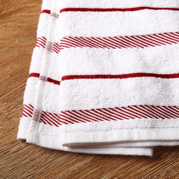 KitchenAid Albany Kitchen Towel 4-Pack Set, Passion Red/White, 16"x26" - Image 5