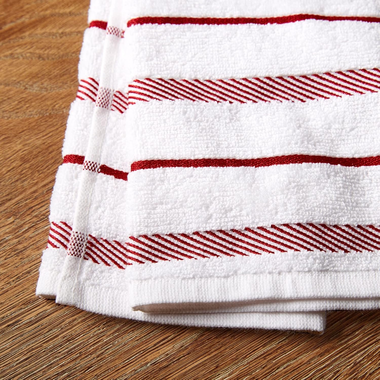 KitchenAid Albany Kitchen Towel 4-Pack Set, Passion Red/White, 16"x26" - Image 5