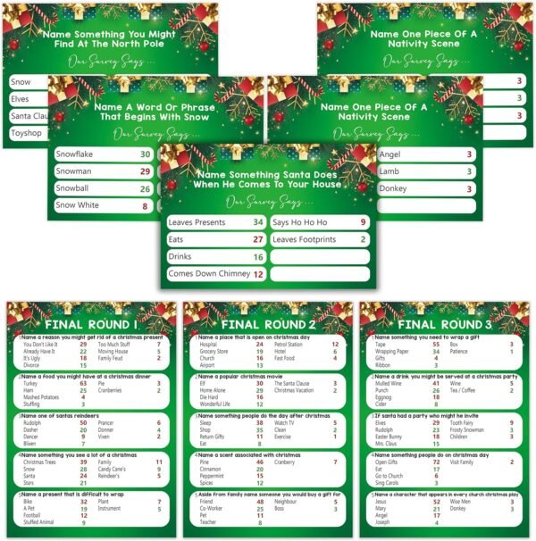 Christmas Feud Games, Friendly Feud Games, Family Activity, Family Games for Game Night, Baby Shower Game, Party Supplies for Adults, Xmas Holiday Party Game and Activity Decorations (f001) - Image 2