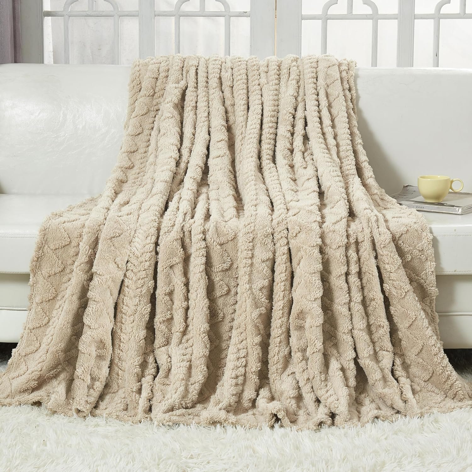 Aganear Fleece Throw Blanket - Cozy Soft Lightweight Fuzzy Throw Blanket for Women Portable Throw Blankets for Couch, Warm Present for Birthday, Christmas, Halloween, Housewarming(50"x60", Khaki) - Image 4