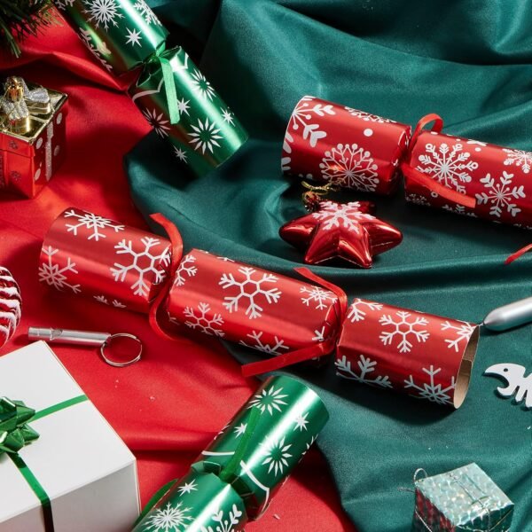 JOYIN 12 Pack Christmas Non-Snap Party Favor, Red & Green Snowflake Party Table Favor Includes Party Hat, Jokes & Gifts, Xmas Gifts Prizes for Christmas Holiday Dinner Traditions Party Supplies - Image 7