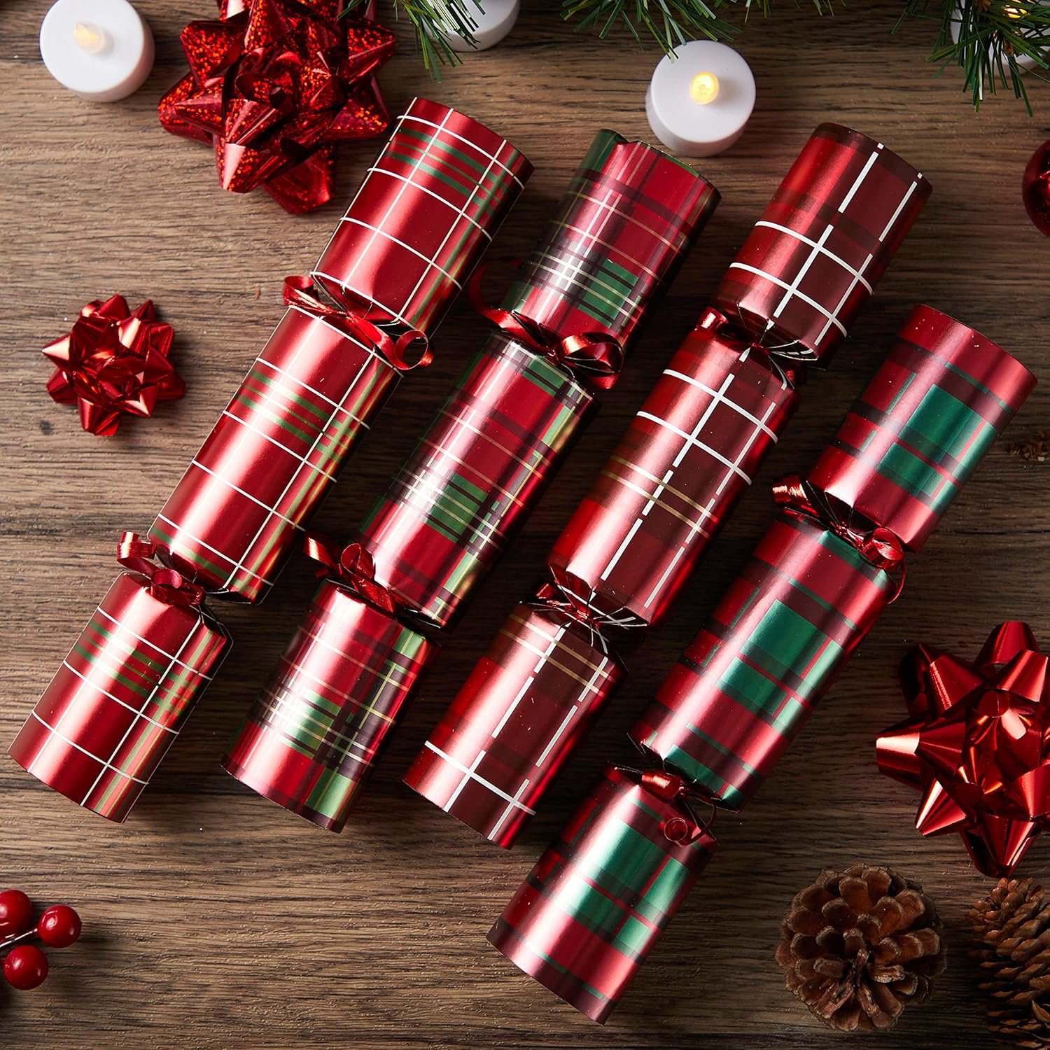 JOYIN 8 Pack Christmas Non-Snap Party Favor, Red Check Plaid Party Table Favor Includes Party Hat, Jokes & Gifts, Xmas Gifts Prizes for Christmas Holiday Dinner Traditions Party Supplies - Image 9