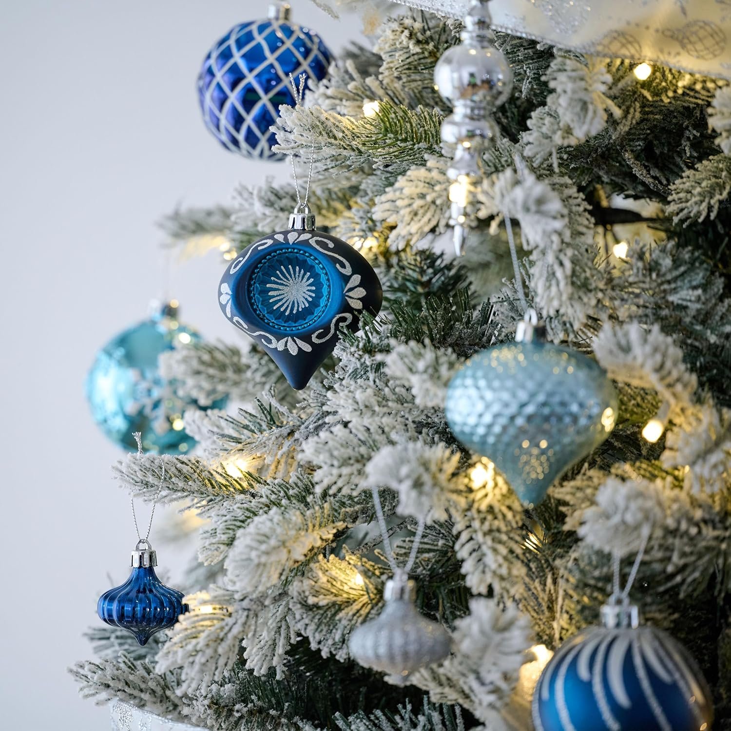 Valery Madelyn Christmas Ornaments Set, 70ct Navy Blue and Silver Shatterproof Christmas Tree Decorations Ball Ornaments Bulk, Winter Wonderland Hanging Ornaments for Xmas Trees Holiday Decor - Image 3