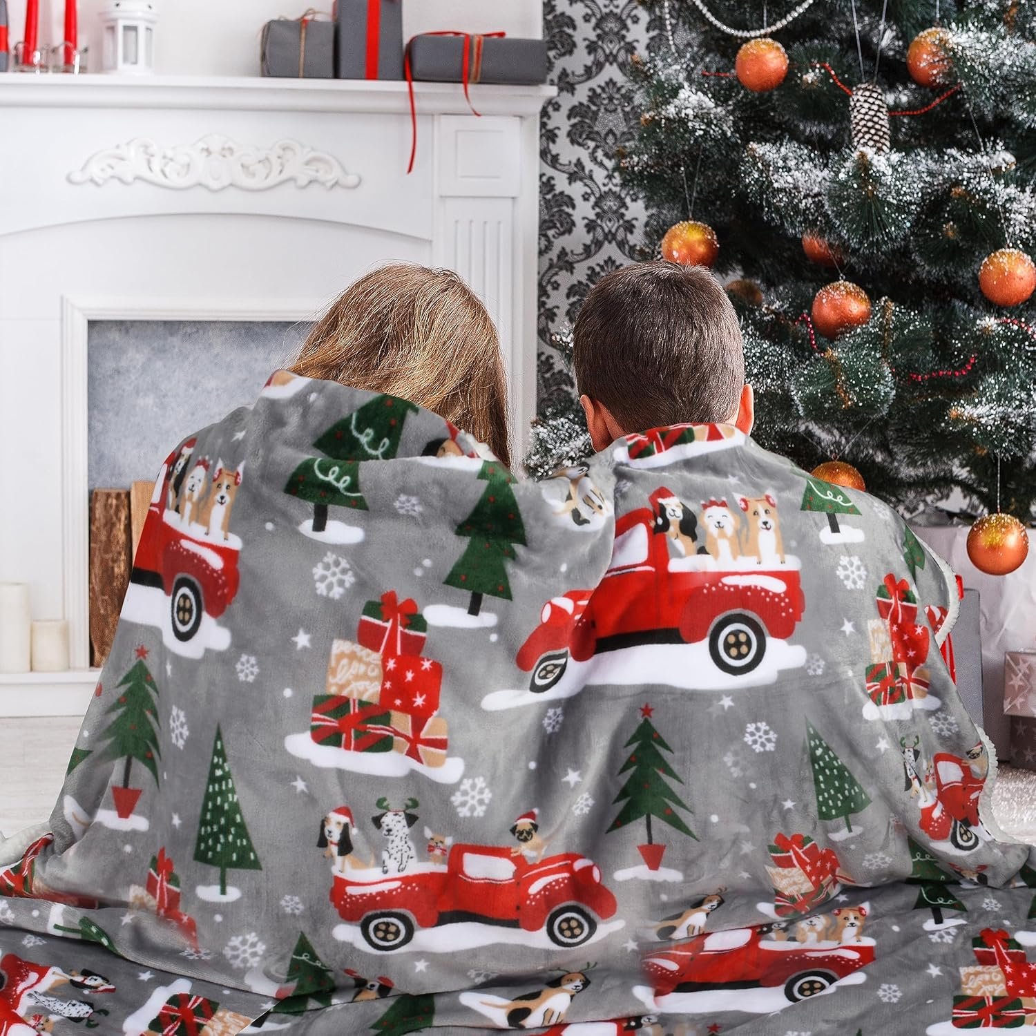 Catalonia Christmas Sherpa Throw Blanket, Xmas Theme Throws, Plush Fleece Couch Blanket |Super Soft, Comfy, Cozy, Fluffy, Warm | 50x60 inch,Truck - Image 3