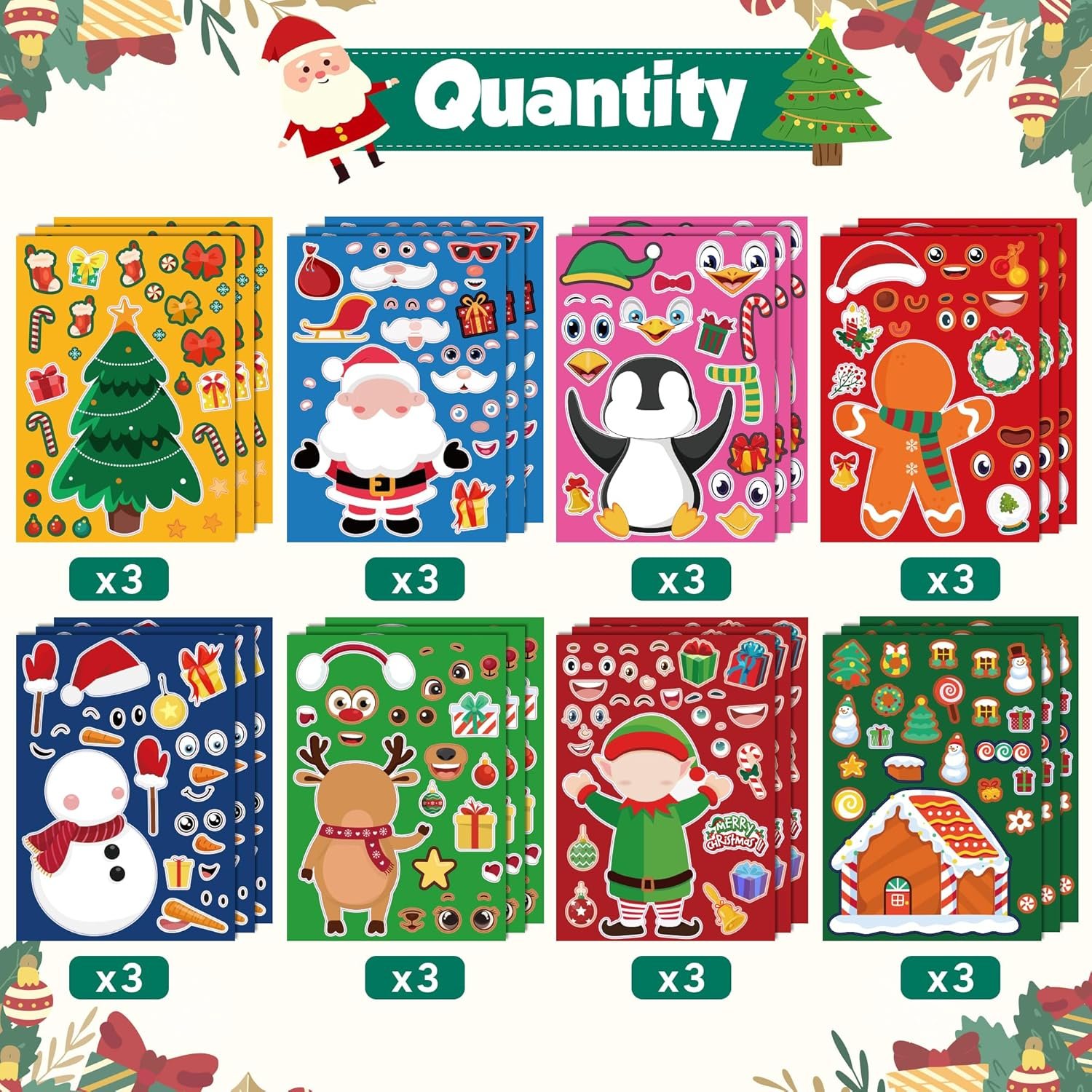 OHOME Christmas Stickers - Stocking Stuffers for Kids - DIY Christmas Crafts for Kids - Kids Christmas Gifts Activity Party Favors Supplies | Christmas Games | Toddler Stocking Stuffers(24 Sheets) - Image 3