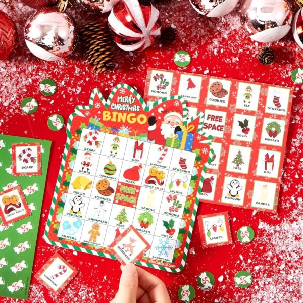 JOYIN 30 Players Christmas Bingo Cards, Xmas Bingo Game for Kids Family Activities, Holiday Winter Bingo Cards for Party Card Games, School Classroom Indoor Party Games - Image 7